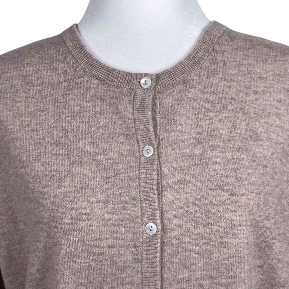 N.PEAL LONDON Olivia Round Neck Cardigan Size Large Organic Cashmere Brown Beige - Picture 4 of 16